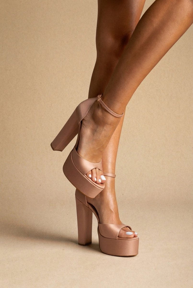 TFP - Platform Sandals - Nude Satin