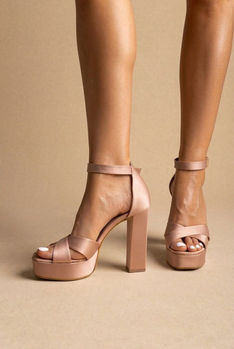 TFP - Platform Sandals - Nude Satin