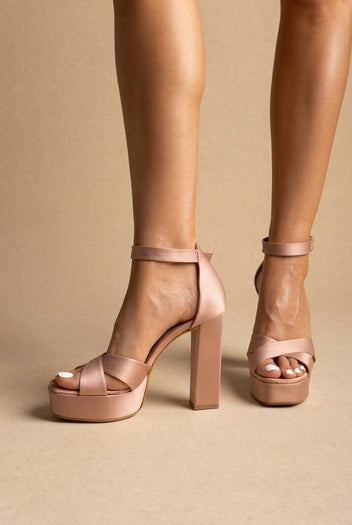 TFP - Platform Sandals - Nude Satin
