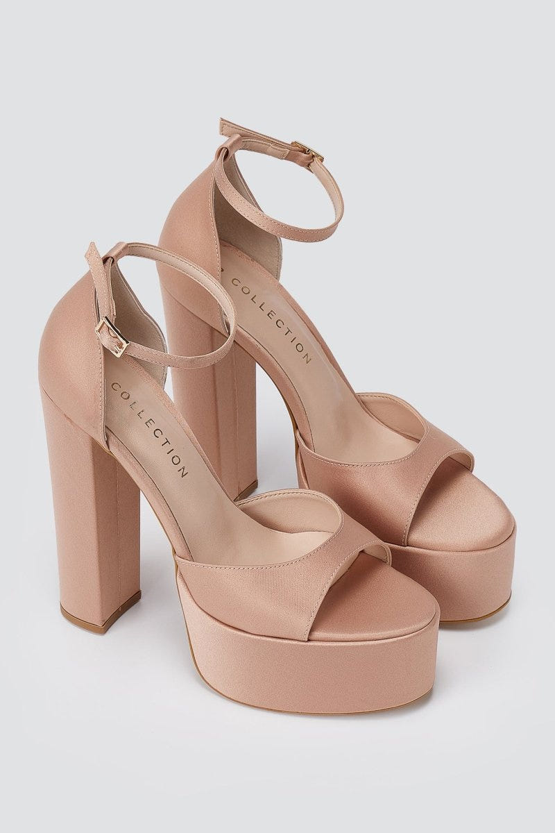 TFP - Platform Sandals - Nude Satin