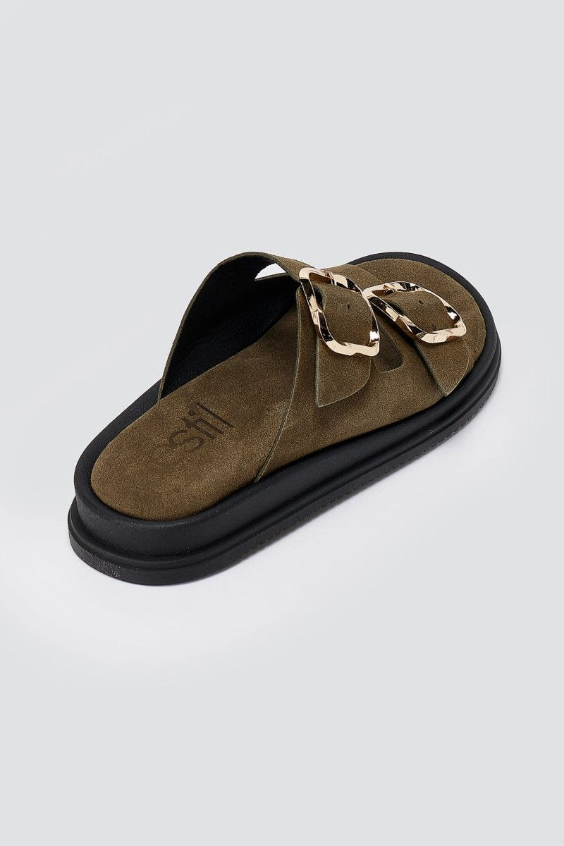 Estil - Platform Sandals - Olive Suede