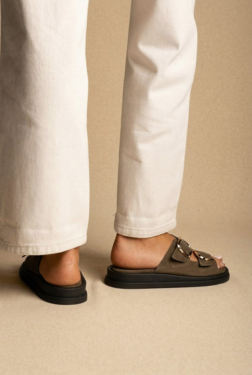 Estil - Platform Sandals - Olive Suede