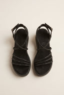 Estil - Platform Sandals Rhinestone Straps - Black Suede