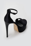 TFP - Platform Sandals Slim Heel - Black Satin