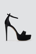 TFP - Platform Sandals Slim Heel - Black Satin