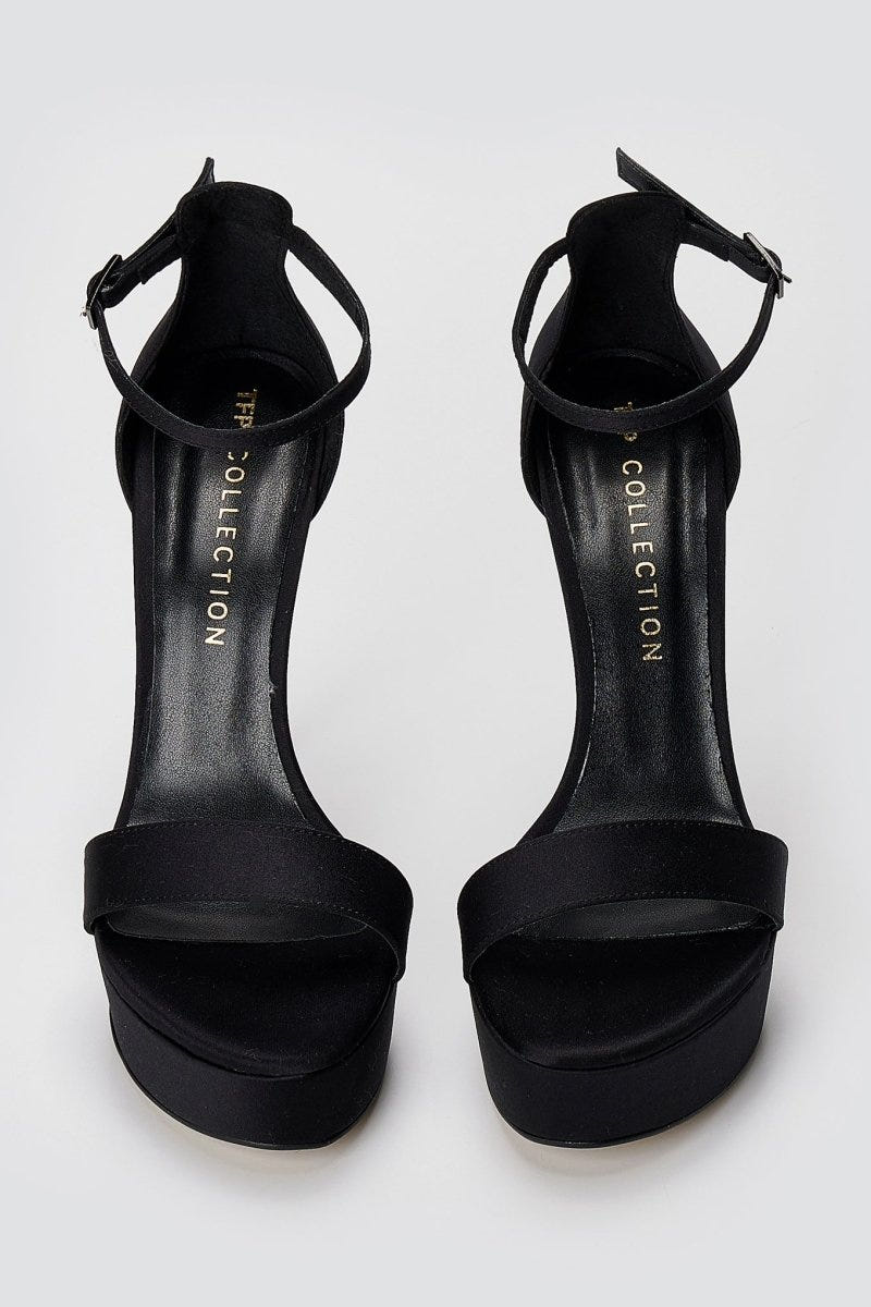 TFP - Platform Sandals Slim Heel - Black Satin