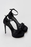 TFP - Platform Sandals Slim Heel - Black Satin