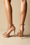 TFP - Platform Sandals Slim Heel - Nude Satin