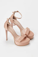 TFP - Platform Sandals Slim Heel - Nude Satin