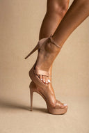 TFP - Platform Sandals Slim Heel - Nude Satin