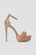 TFP - Platform Sandals Slim Heel - Nude Satin