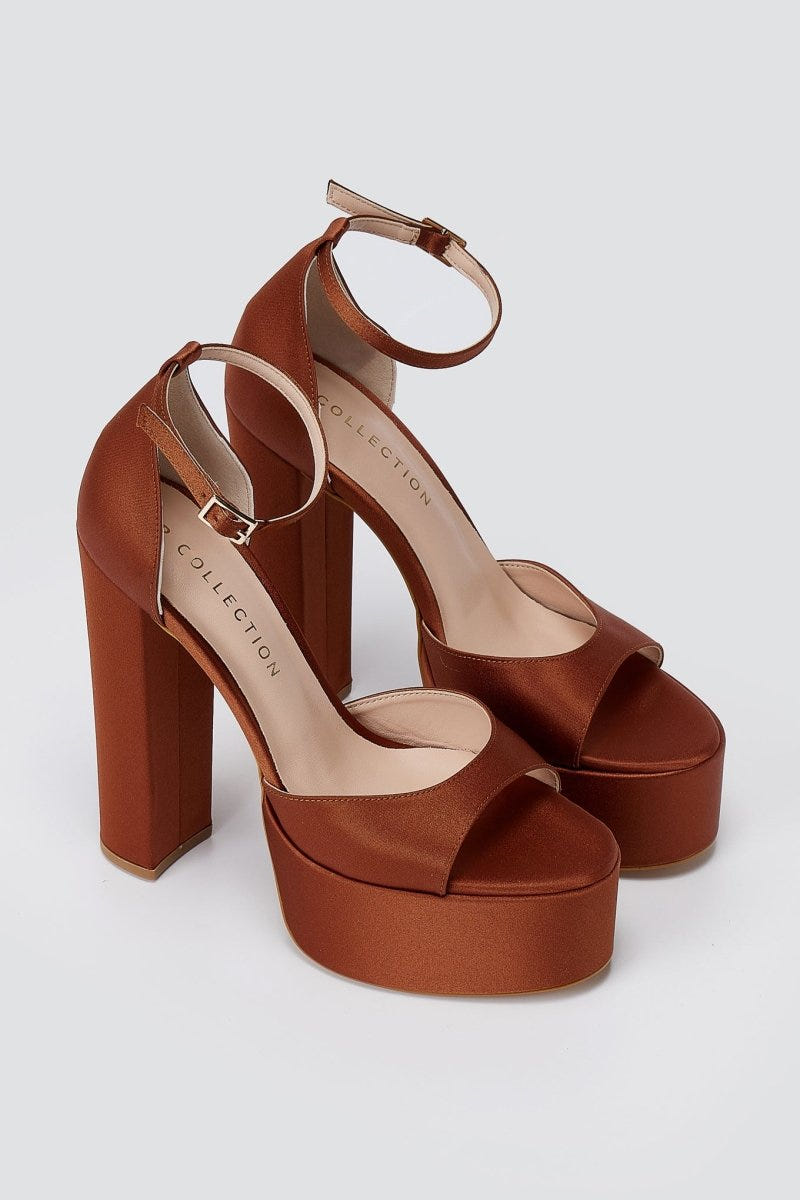 TFP - Platform Sandals - Tan satin
