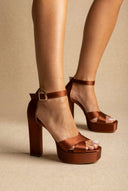 TFP - Platform Sandals - Tan satin
