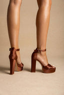 TFP - Platform Sandals - Tan satin