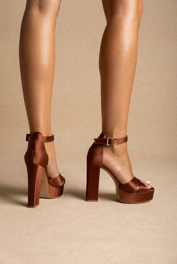 TFP - Platform Sandals - Tan satin