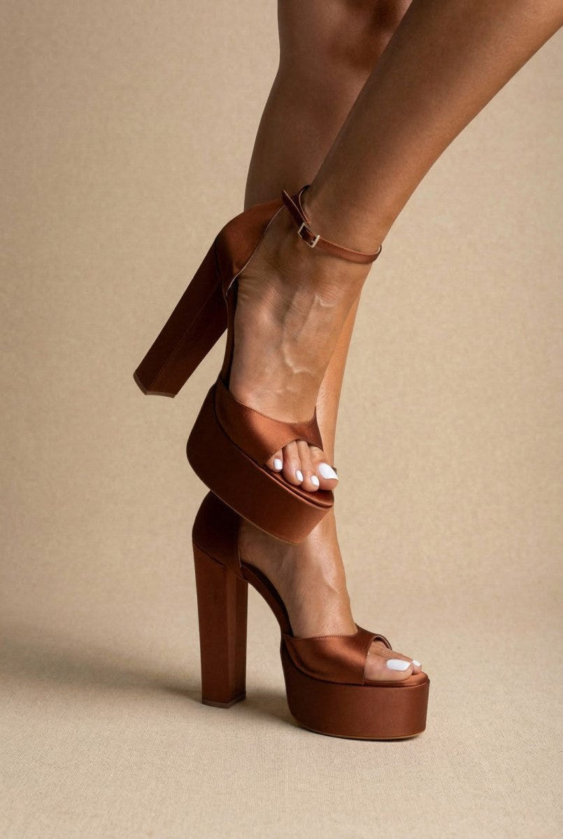 TFP - Platform Sandals - Tan satin