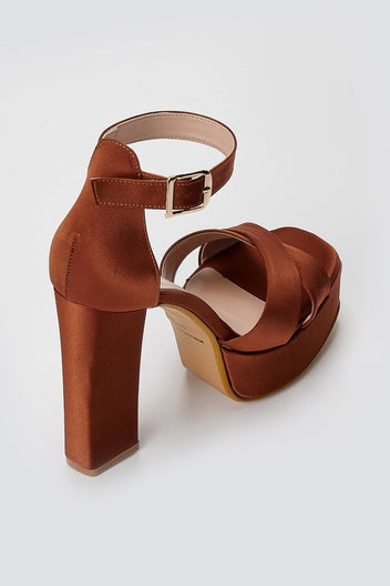 TFP - Platform Sandals - Tan satin
