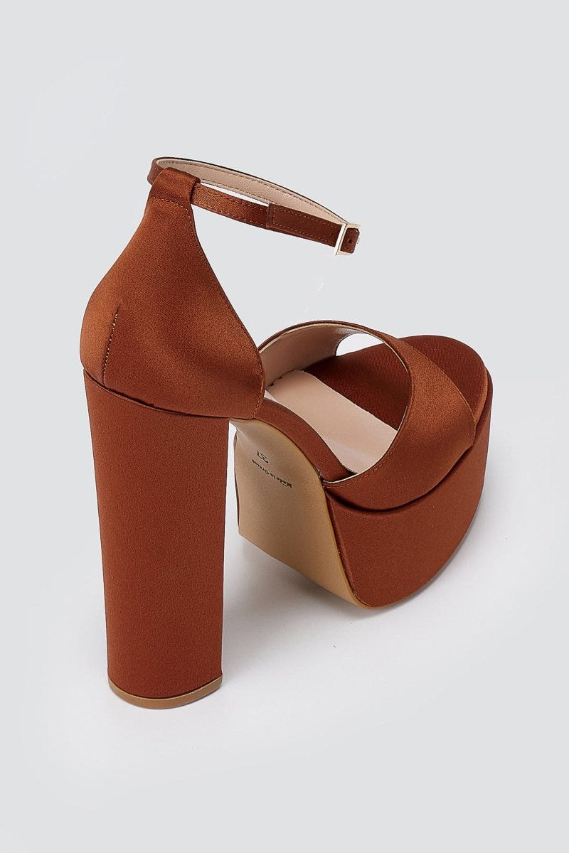 TFP - Platform Sandals - Tan satin