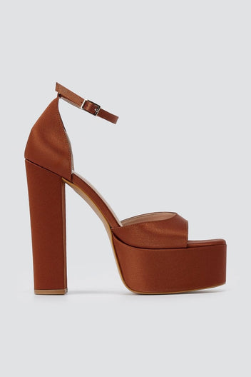 TFP - Platform Sandals - Tan satin