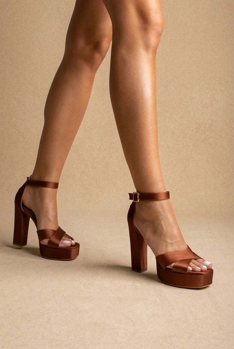 TFP - Platform Sandals - Tan satin