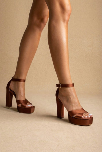 TFP - Platform Sandals - Tan satin