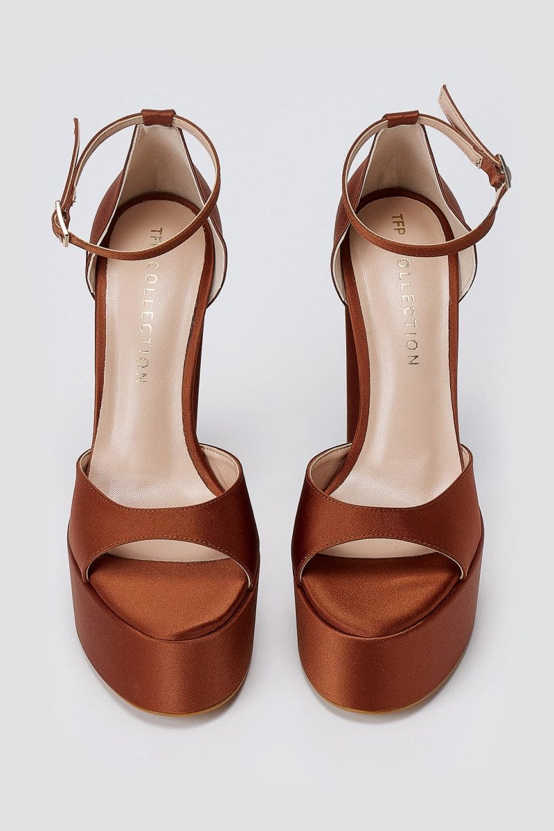 TFP - Platform Sandals - Tan satin