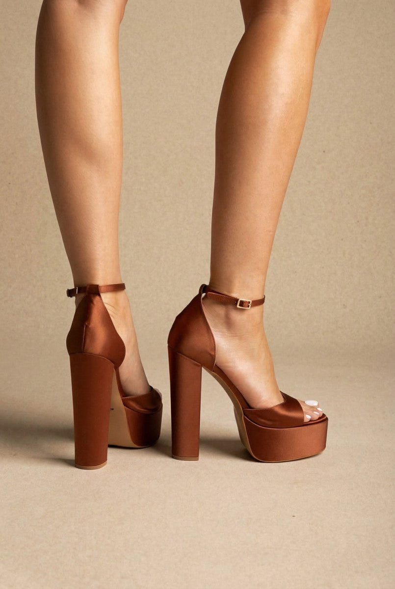 TFP - Platform Sandals - Tan satin