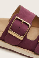Gold Star - Platform Sandals Wide Straps Bold Buckles - Bordeaux Suede