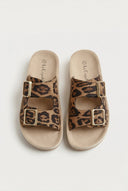 Gold Star - Platform Sandals Wide Straps Bold Buckles - Leopard suede