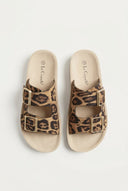 Gold Star - Platform Sandals Wide Straps Bold Buckles - Leopard suede