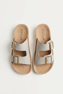 Gold Star - Platform Sandals Wide Straps Bold Buckles - Light Grey Matte