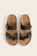 Gold Star - Platform Sandals with Buckles - Black Suede
