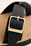 Gold Star - Platform Sandals with Buckles - Black Suede