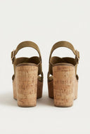 CORINA - Platform Sandals with Cork Sole - Camel Suede