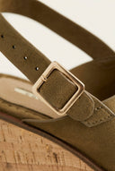 CORINA - Platform Sandals with Cork Sole - Camel Suede