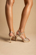 Stephan - Platform Slim Heel Sandals - Gold Metallic