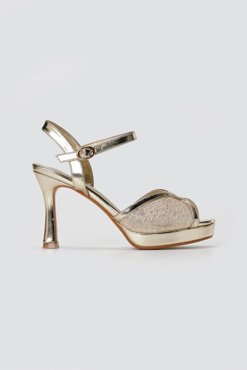 Stephan - Platform Slim Heel Sandals - Gold Metallic