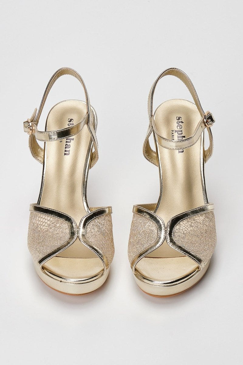 Stephan - Platform Slim Heel Sandals - Gold Metallic