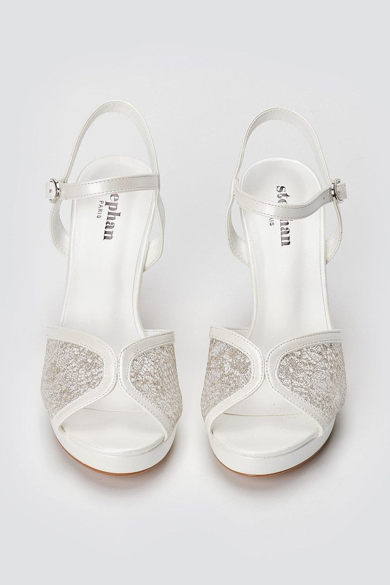 Stephan - Platform Slim Heel Sandals - White Pearl