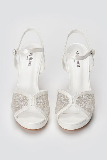 Stephan - Platform Slim Heel Sandals - White Pearl