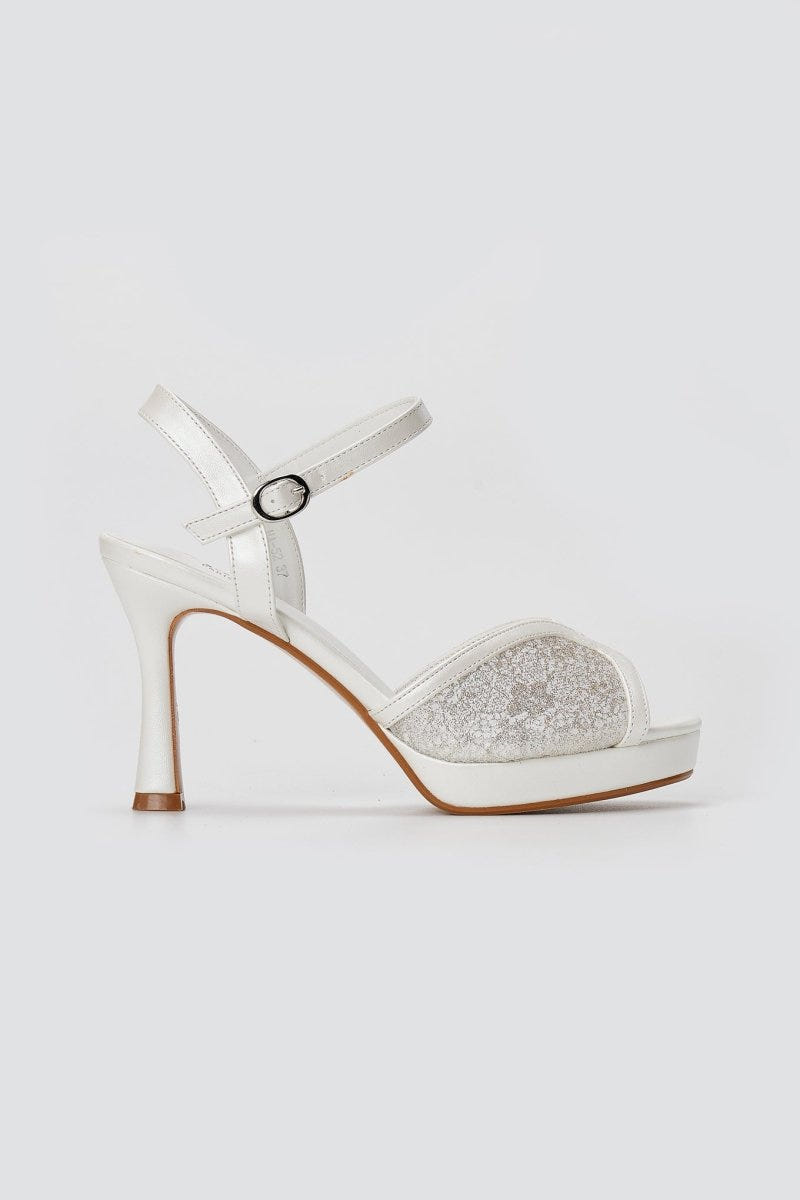 Stephan - Platform Slim Heel Sandals - White Pearl