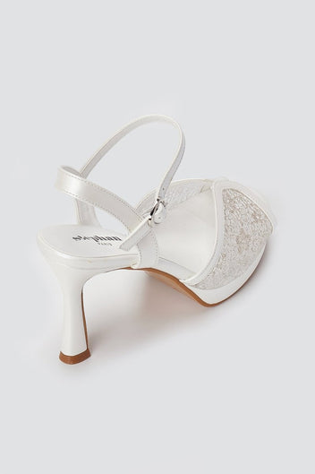 Stephan - Platform Slim Heel Sandals - White Pearl