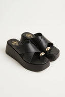 TFP - Platform Toe Ring Sandals Crossover - Black Matte