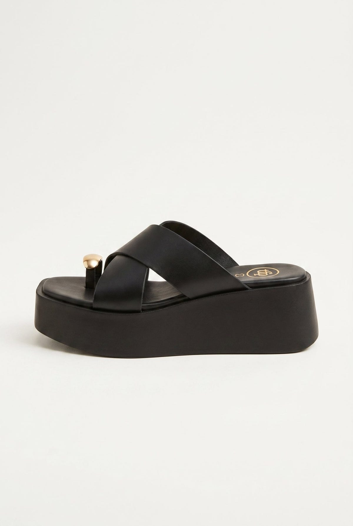 TFP - Platform Toe Ring Sandals Crossover - Black Matte