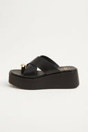 TFP - Platform Toe Ring Sandals Crossover - Black Matte