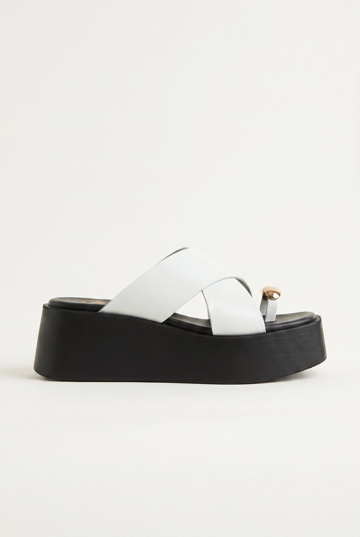 TFP - Platform Toe Ring Sandals Crossover - White Matte