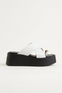 TFP - Platform Toe Ring Sandals Crossover - White Matte