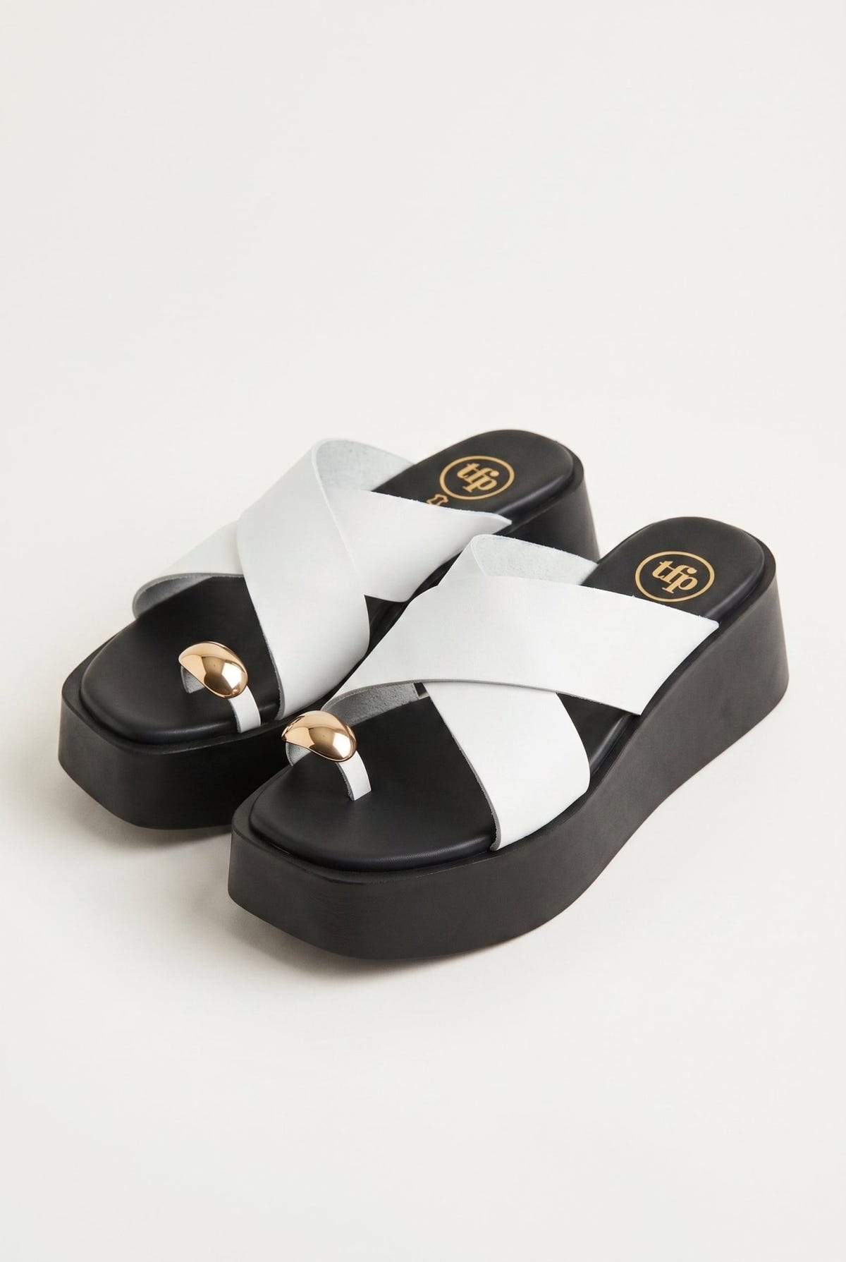 TFP - Platform Toe Ring Sandals Crossover - White Matte