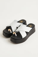 TFP - Platform Toe Ring Sandals Crossover - White Matte