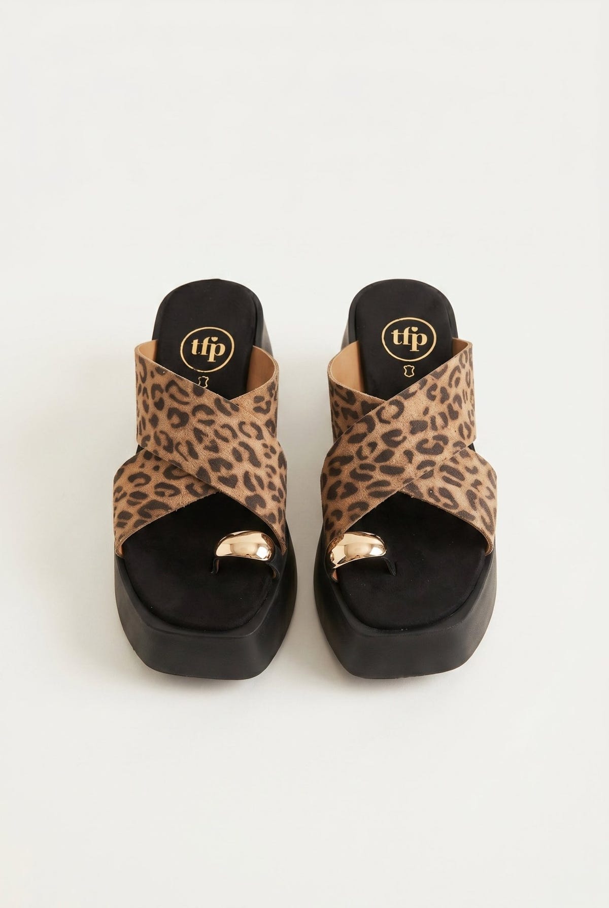 TFP - Platform Toe Ring Sandals - Leopard suede